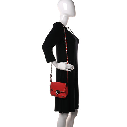 Valentino Garavani Vitello Mini Rockstud Flap Saddle Crossbody Bag Deep Orange 2 of 12