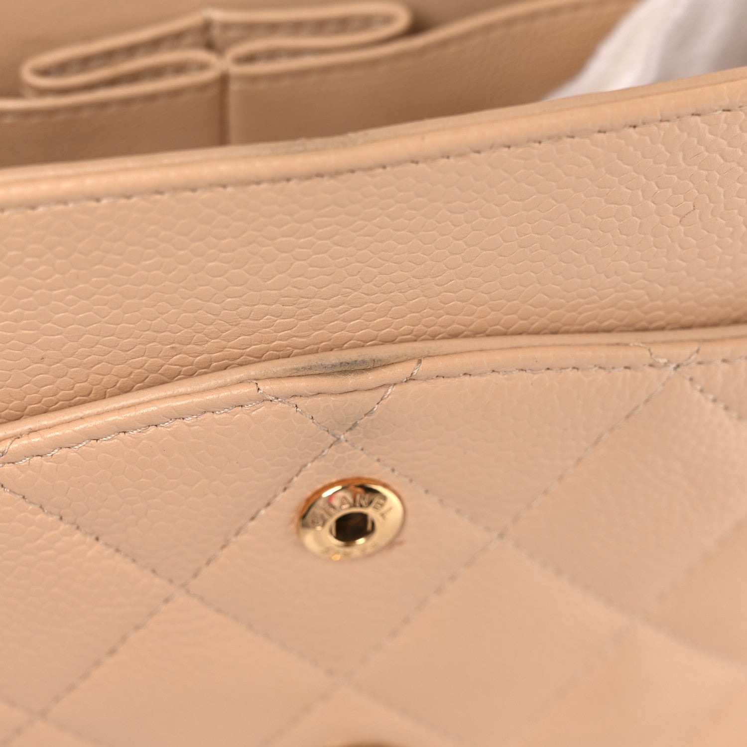 Chanel Caviar Quilted Jumbo Double Flap Beige 16 of 19