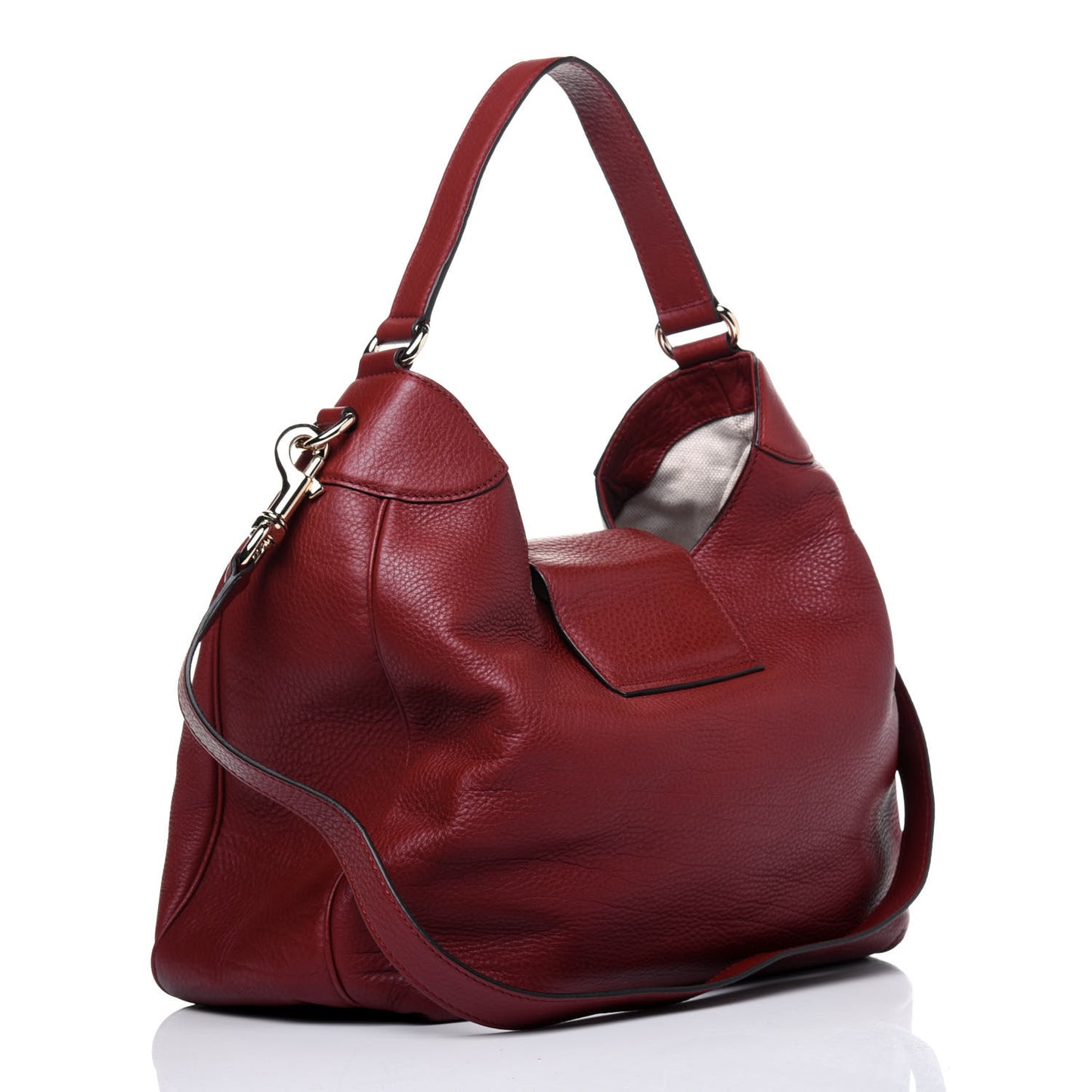 Calfskin Web Medium Dressage Hobo Red