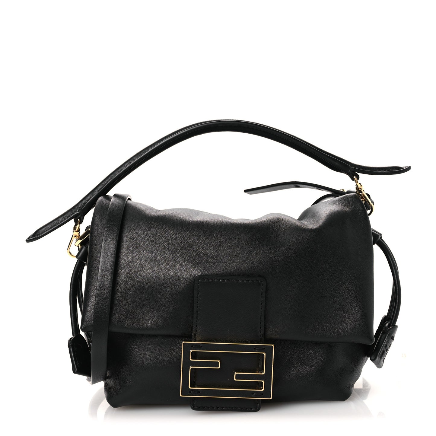 Shiny Nappa Small Mamma Baguette Black