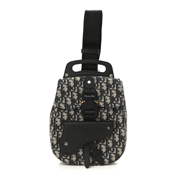 DIOR GALLOPスリングバッグ Christian Dior Grained Calfskin Oblique Gallop Sling Bag Black