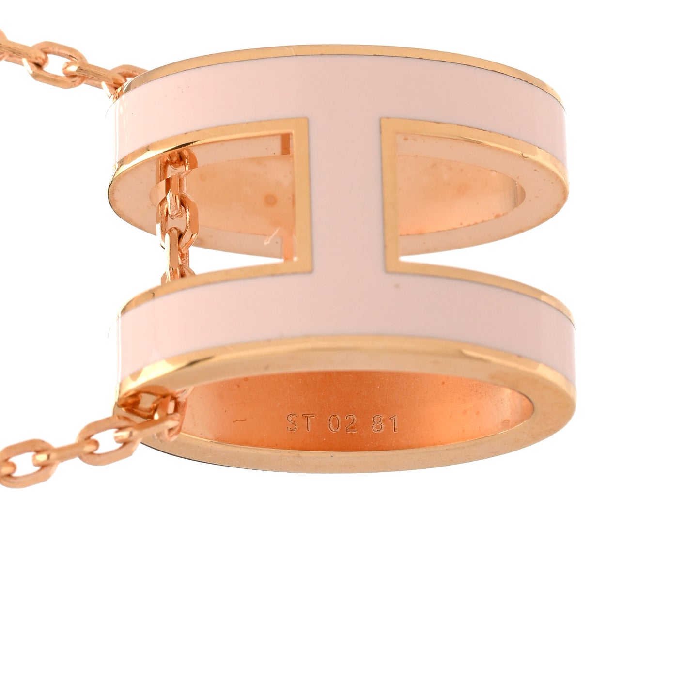 Lacquered Rose Gold Pop H Pendant Necklace Rose Dragee