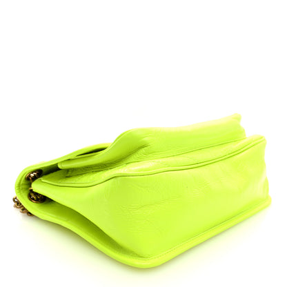 Saint Laurent Crinkled Calfskin Matelasse Monogram Medium Niki Chain Satchel Neon Yellow 4 of 9