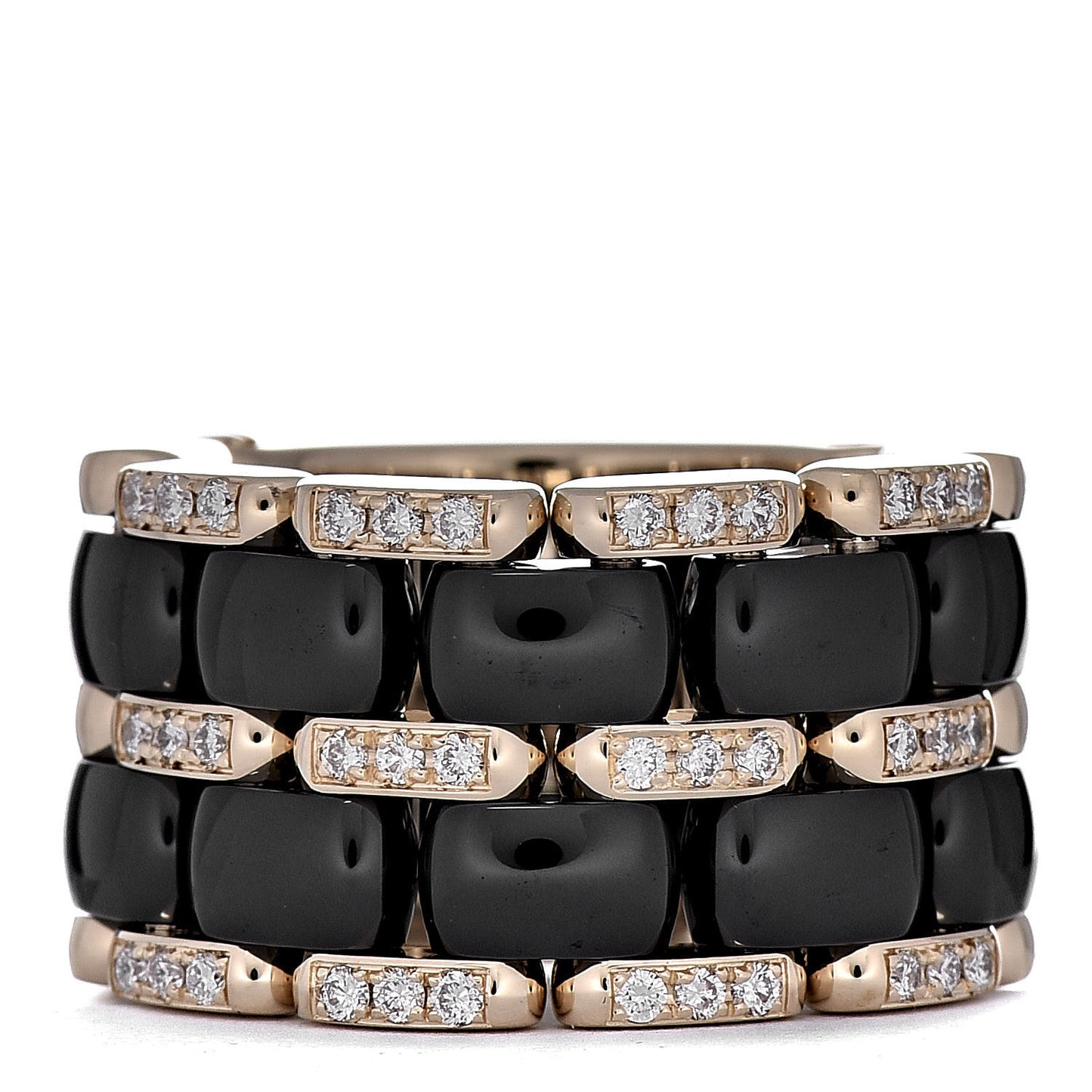 18K Yellow Gold Diamond Ceramic Large Ultra Ring Black 48 4.5