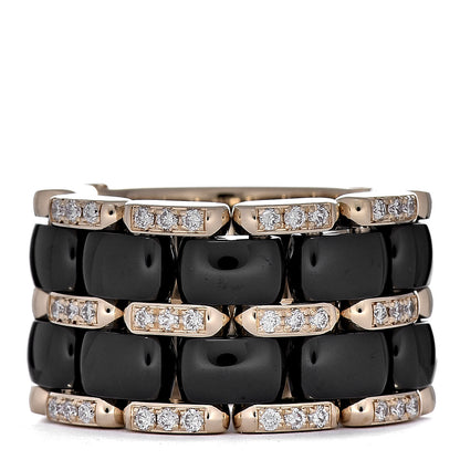 Chanel 18K Yellow Gold Diamond Ceramic Large Ultra Ring Black 48 4.5 1 of 4