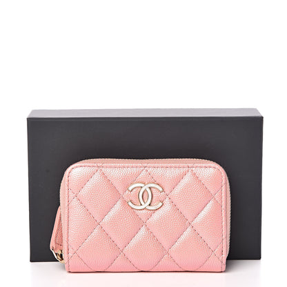 Chanel Iridescent Caviar Quilted Zip Coin Purse Pink 8 of 8