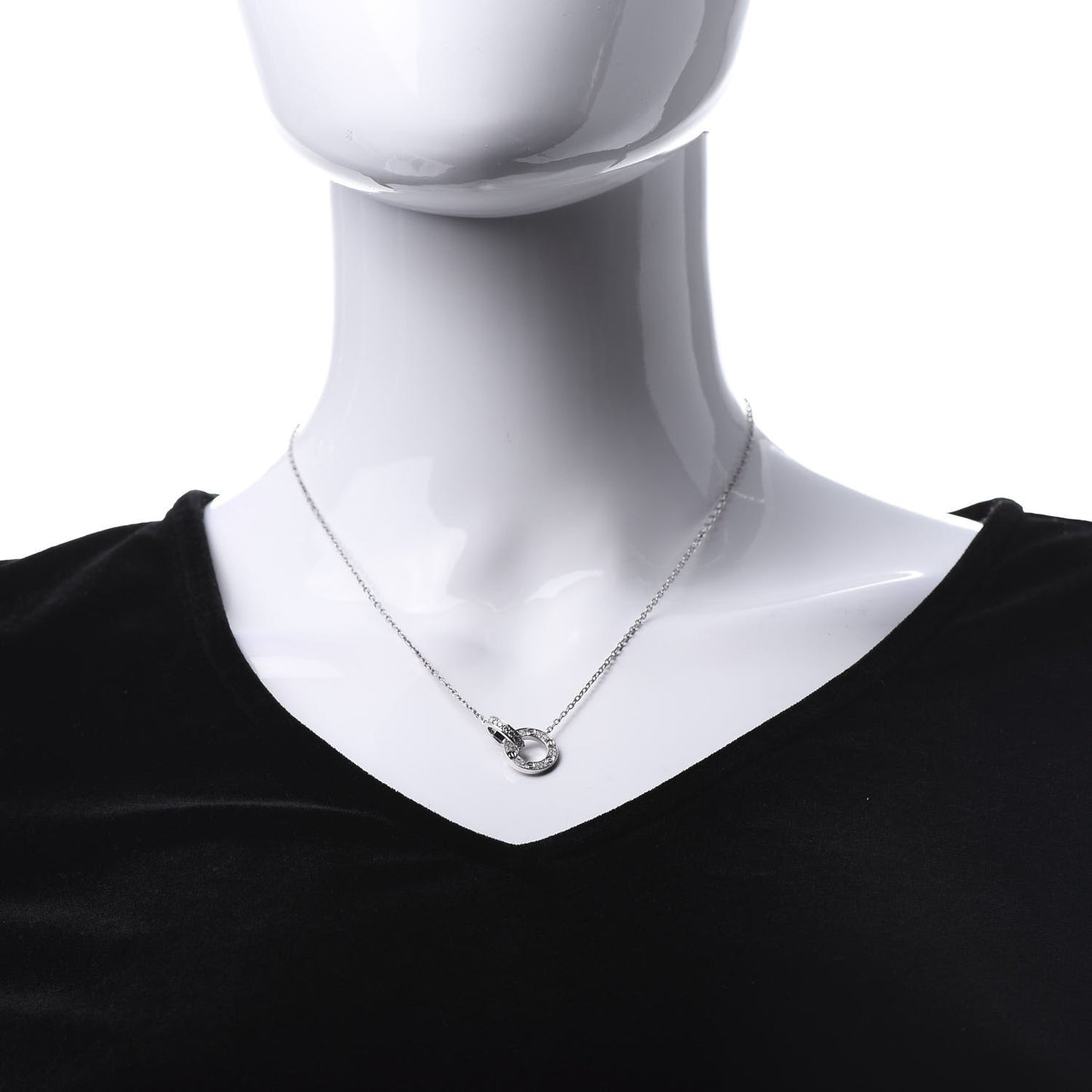 18K White Gold Diamond Interlocking LOVE Paved Necklace