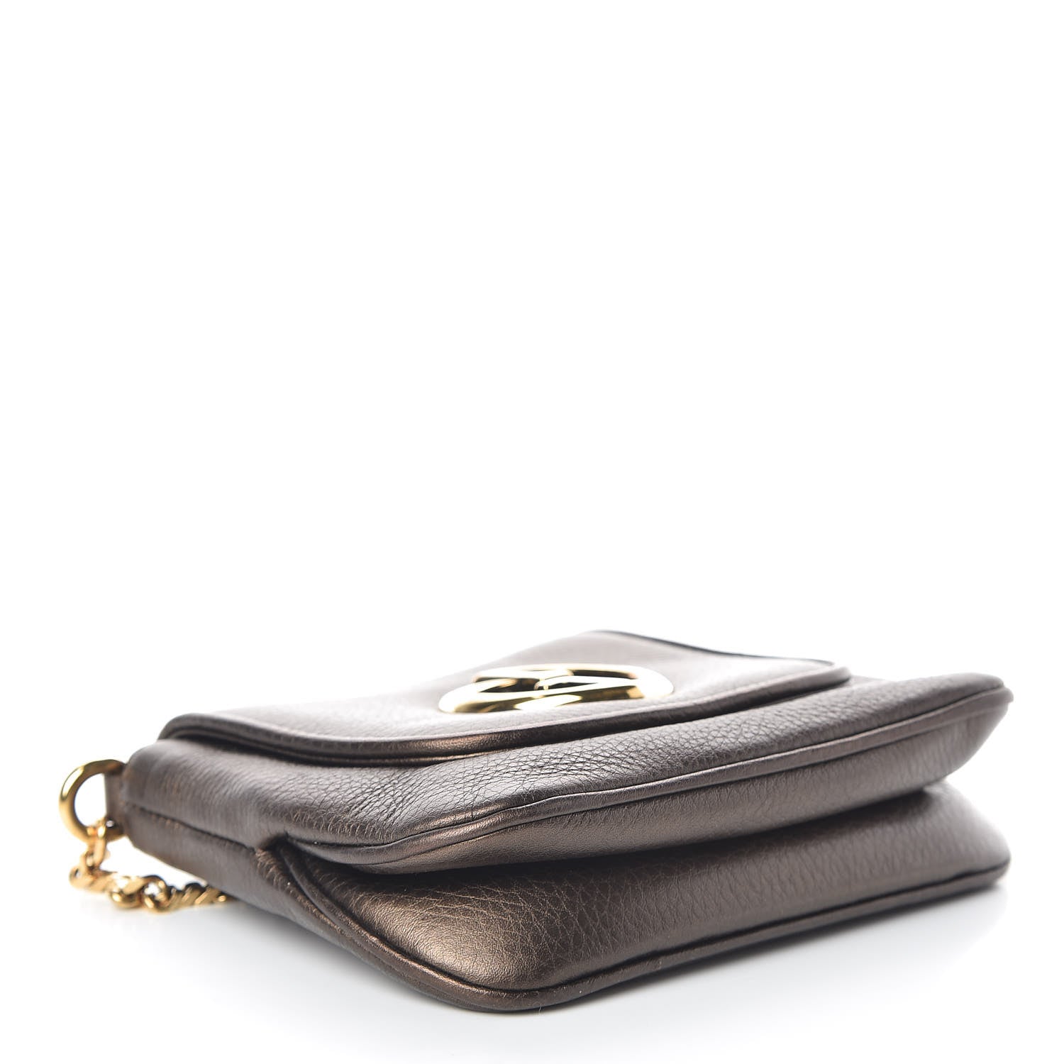 Gucci Metallic Pebbled Calfskin Small 1973 Chain Shoulder Bag Winter Leaf 4 of 14