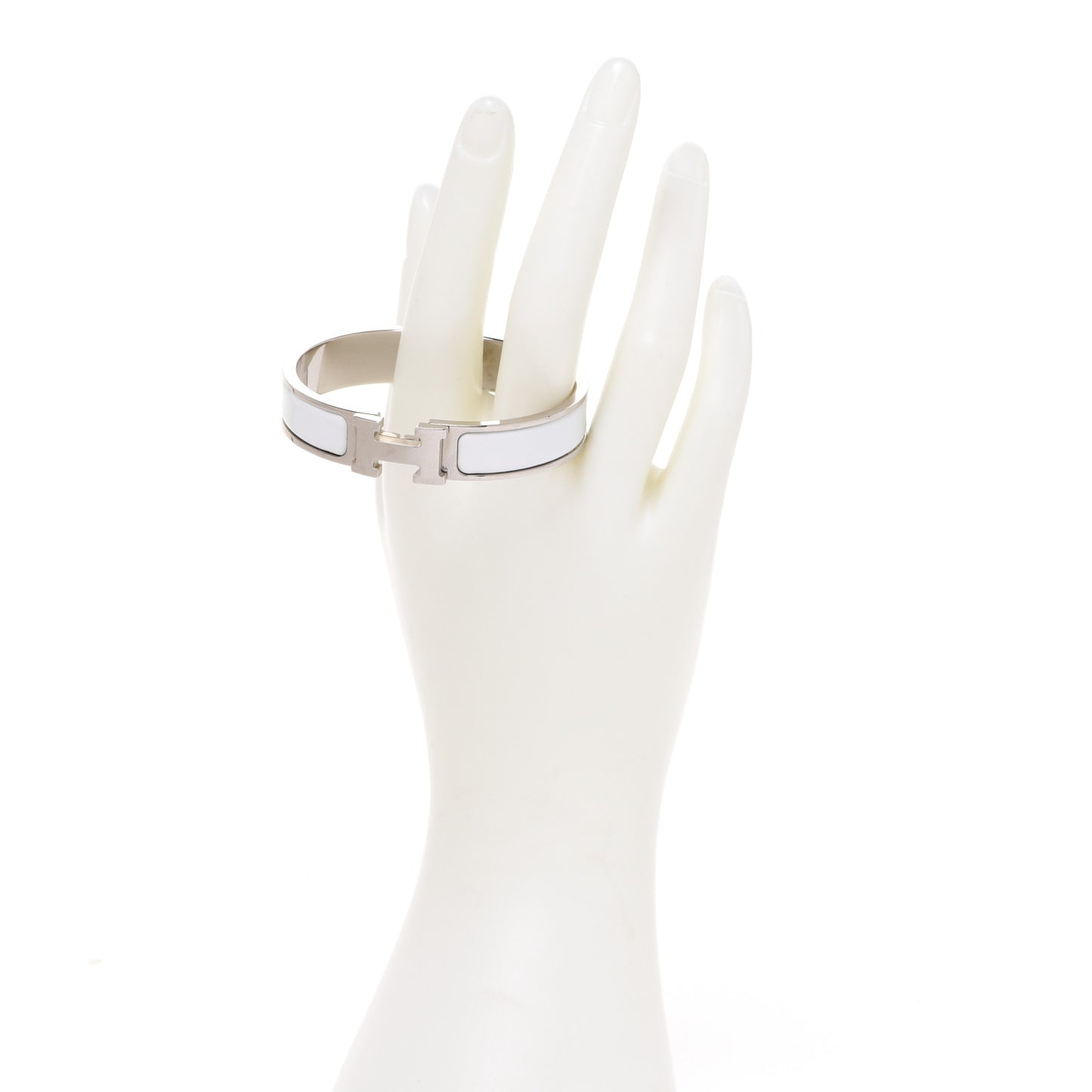 Enamel Narrow Clic Clac H Bracelet PM White