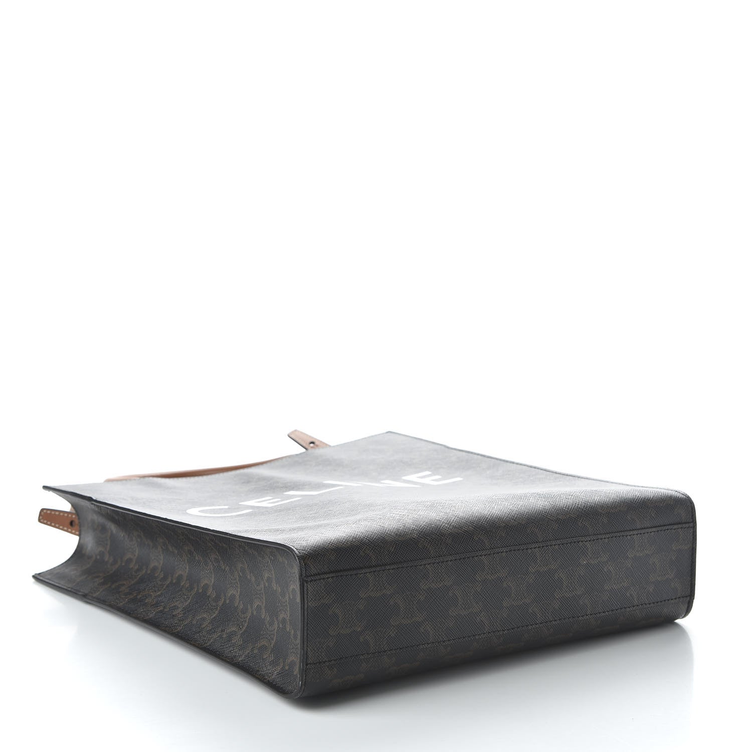 Celine Triomphe Canvas Calfskin Small Vertical Cabas Tan 4 of 9
