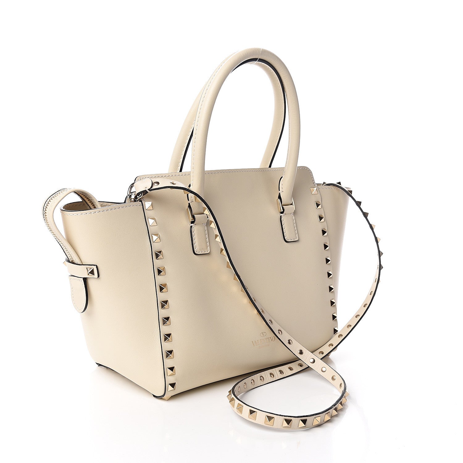 Valentino Garavani Vitello Small Rockstud Double Handle Tote Ivory 2 of 9