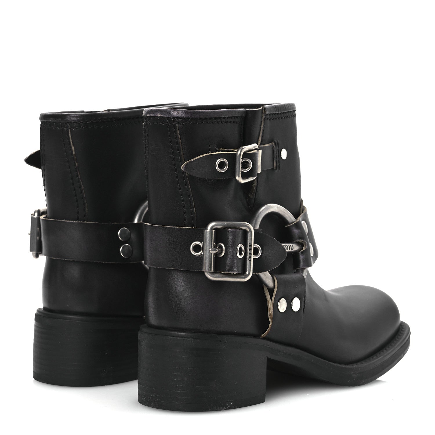 Miu Miu Calfskin Harness Engineer Boots 35 Black 5 of 14