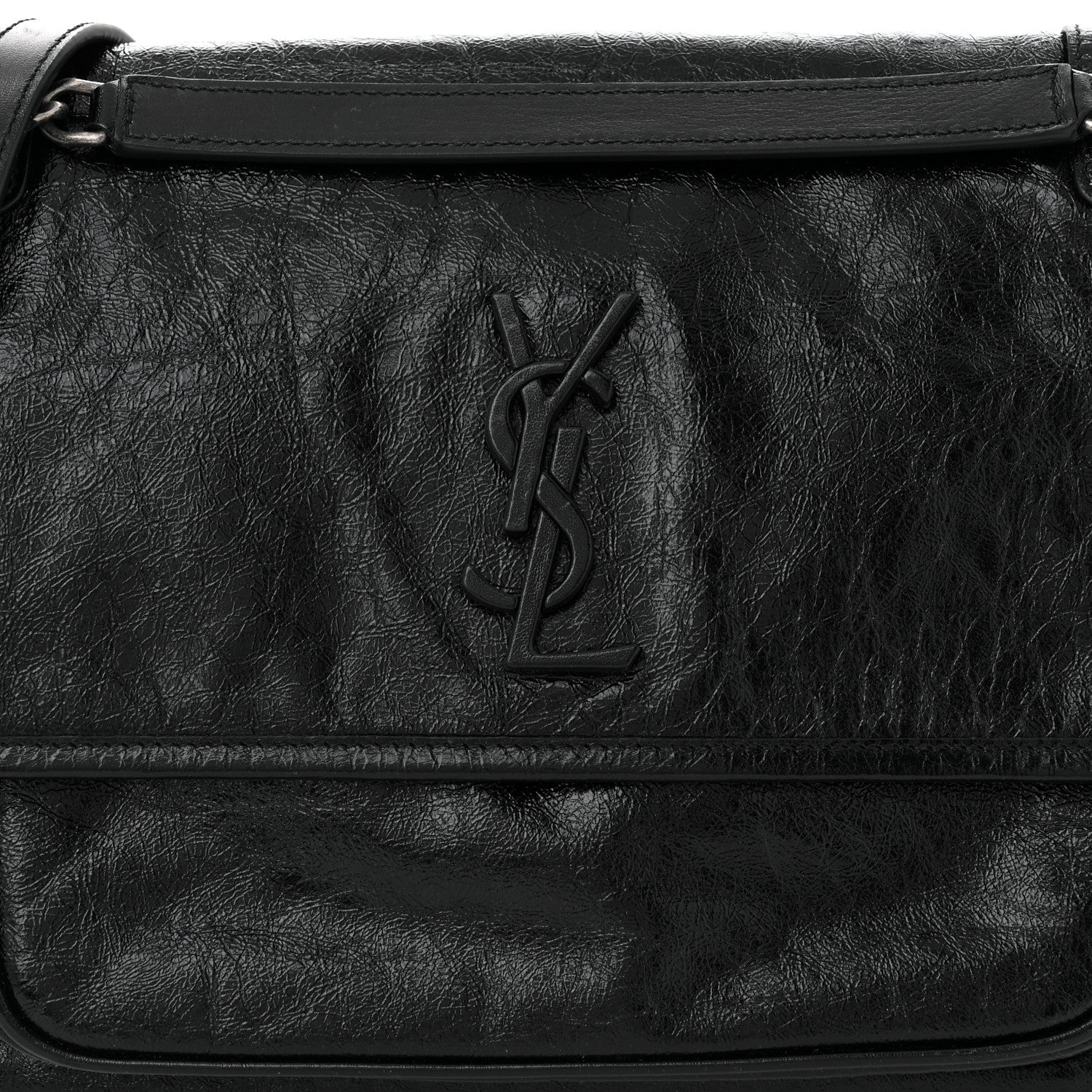 Saint Laurent Crinkled Calfskin Monogram Medium Niki Chain Satchel Black 8 of 10