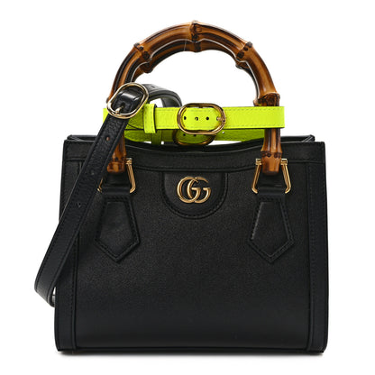 Gucci Wonka Grain Calfskin Mini Diana Tote Bag Black Yellow Fluo 1 of 13