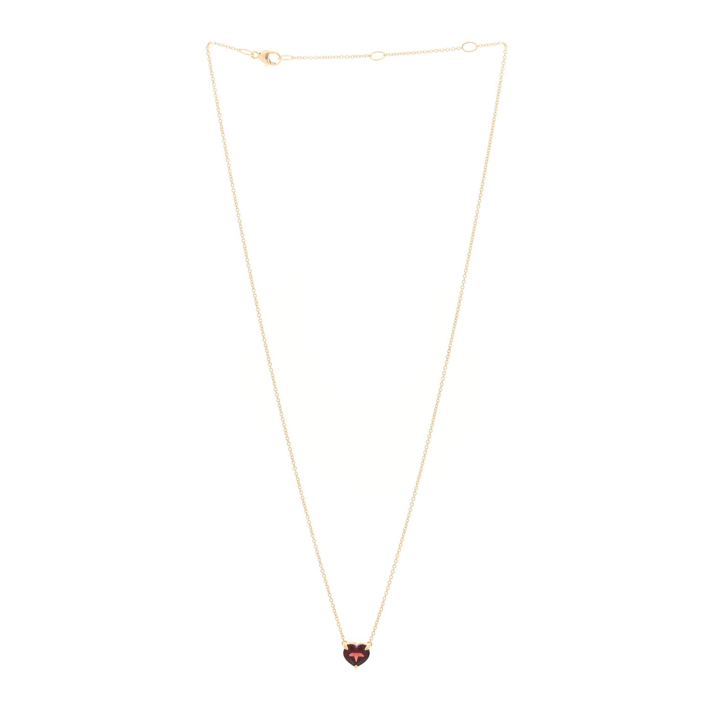 18K Yellow Gold Garnet Heart Pendant Necklace