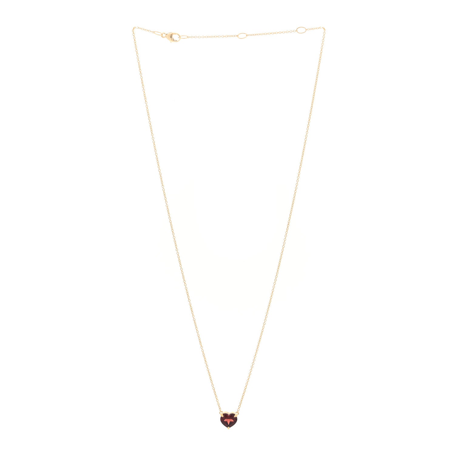 David Yurman 18K Yellow Gold Garnet Heart Pendant Necklace 3 of 5
