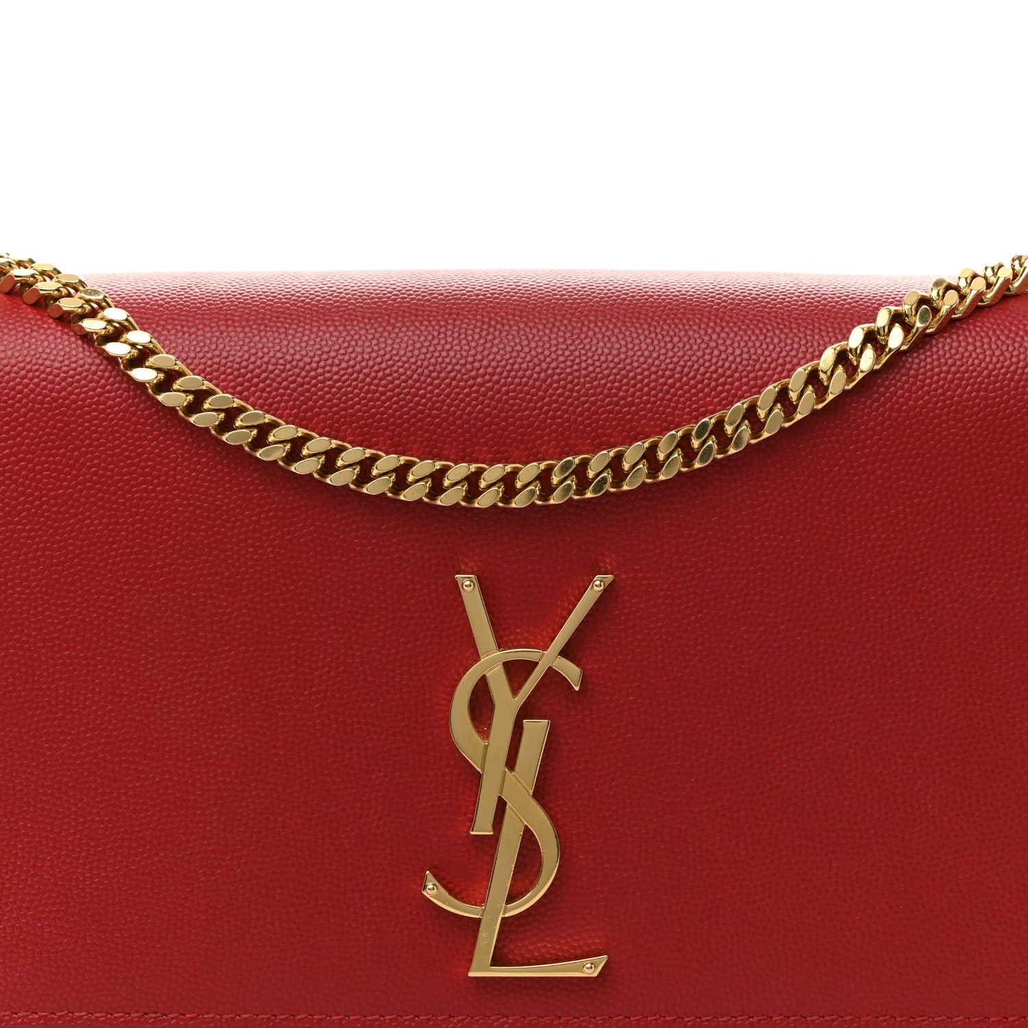 Saint Laurent Grain De Poudre Medium Monogram Kate Satchel Red 8 of 16