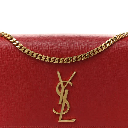 Saint Laurent Grain De Poudre Medium Monogram Kate Satchel Red 8 of 16