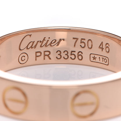 Cartier 18K Pink Gold Diamond 4mm LOVE Wedding Band Ring 46 3.75 4 of 5