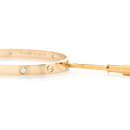 Cartier 18K Yellow Gold 4 Diamond LOVE Bracelet 18 5 of 6