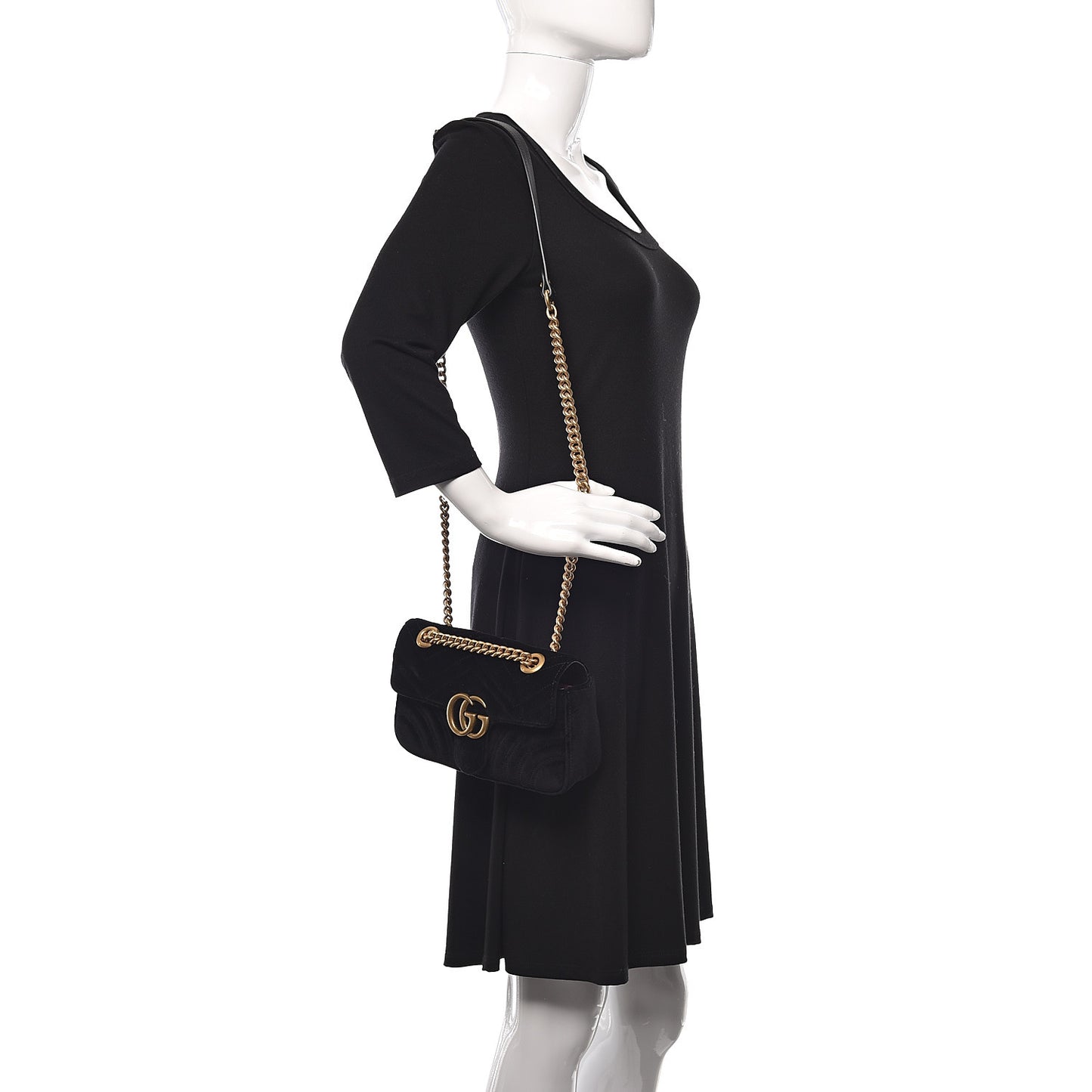 Velvet Matelasse Mini GG Marmont Shoulder Bag Black