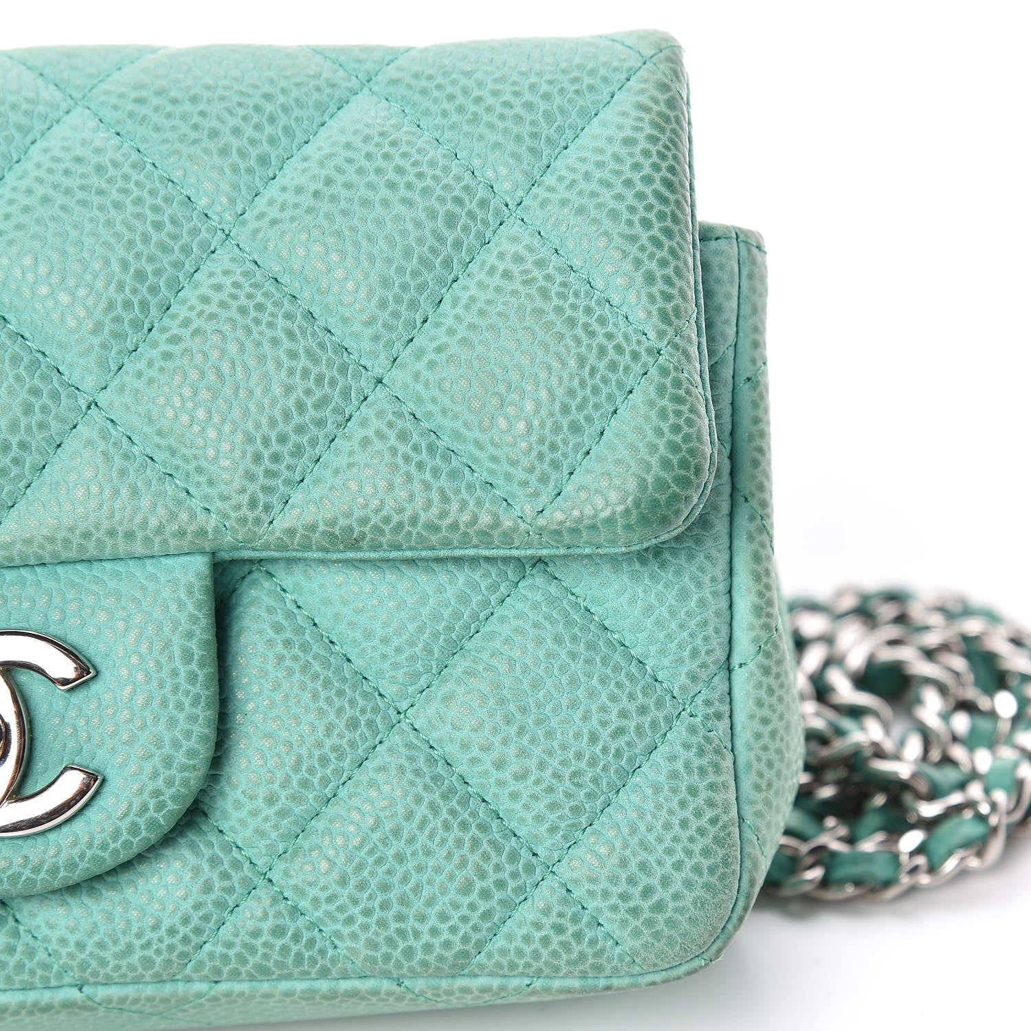 Chanel Caviar Quilted Extra Mini Flap Green 17 of 22