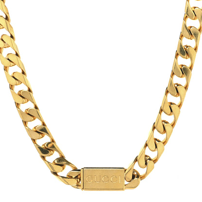 Gucci Metal Script Chain Choker Necklace Gold 1 of 4