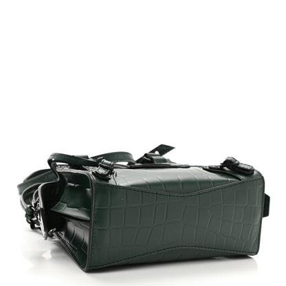 Balenciaga Semi Shiny Calfskin Crocodile Embossed Neo Classic Black Hardware Nano City Crossbody Forest Green 4 of 8