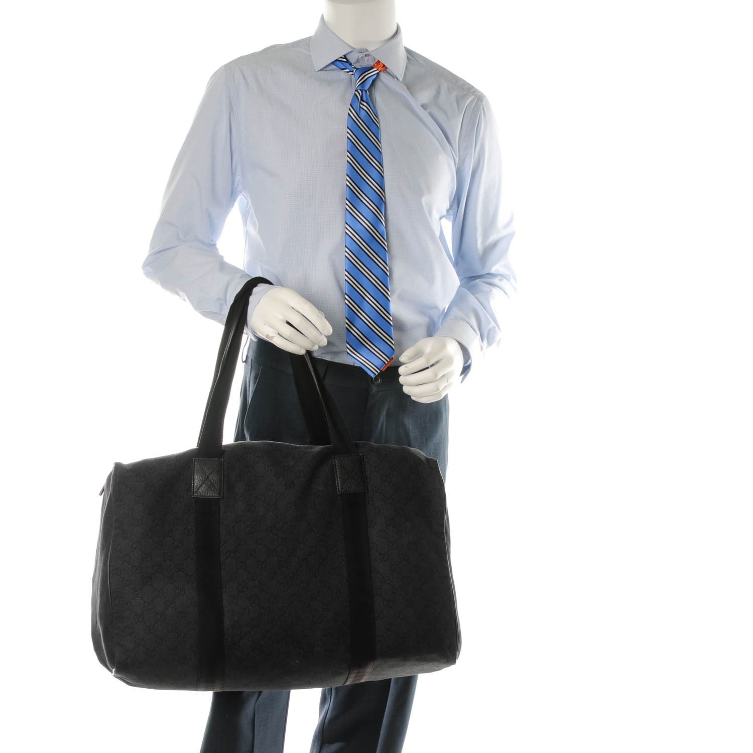 Gucci Denim Monogram Large Collapsible Carry On Duffle Black 2 of 7