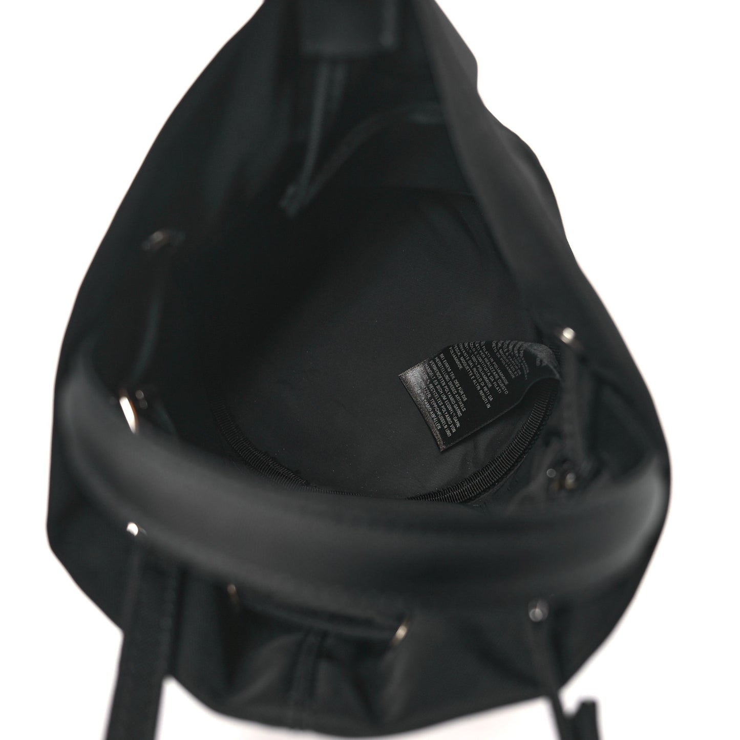 Recycled Sport Nylon Logo Embroidered Wheel Drawstring Bucket Bag Black White