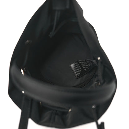 Balenciaga Recycled Sport Nylon Logo Embroidered Wheel Drawstring Bucket Bag Black White 5 of 10