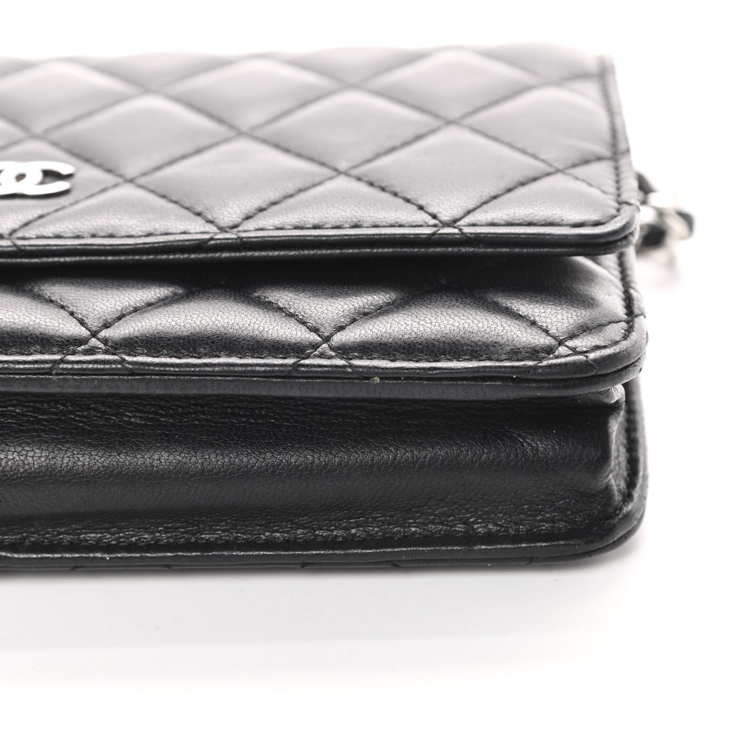 Lambskin Quilted Wallet On Chain WOC Black