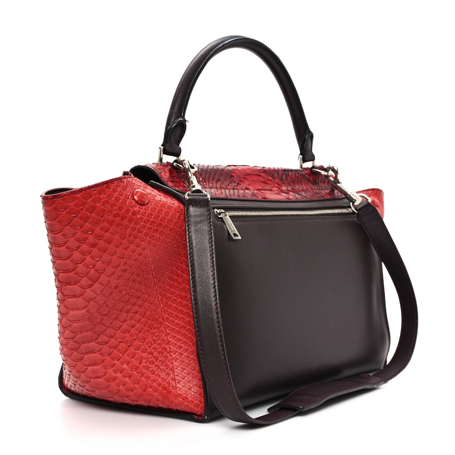 Celine Snakeskin Calfskin Medium Trapeze Wine 3 of 13