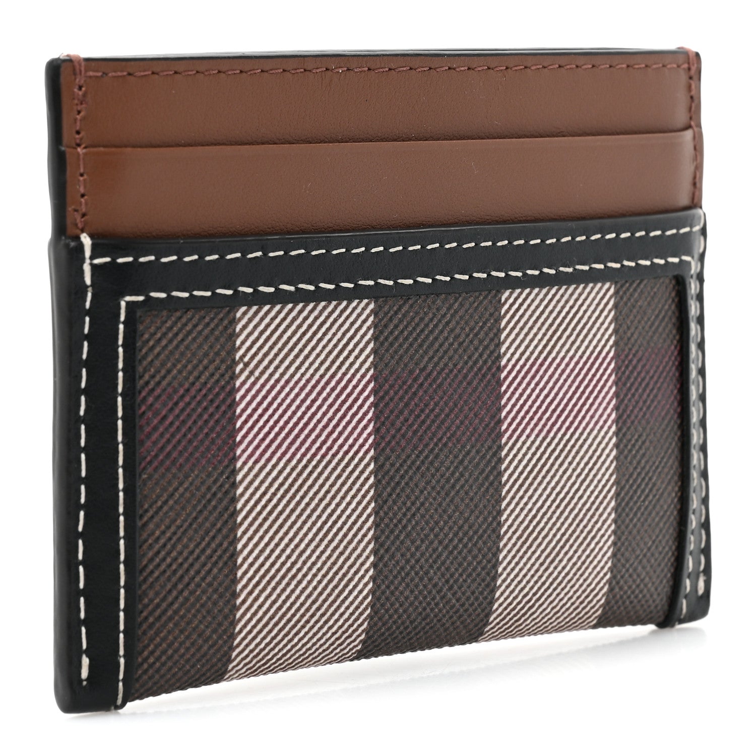 Burberry E-Canvas Calfskin Sandon Check Card Case Dark Birch 3 of 9