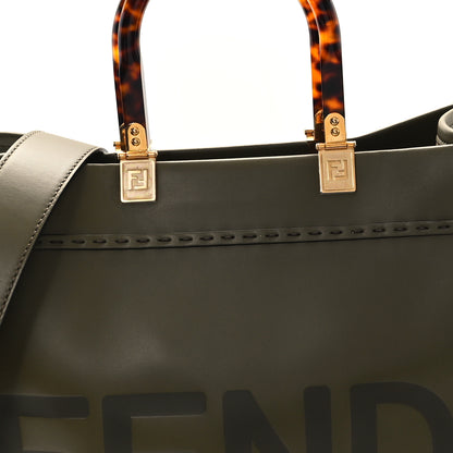 Fendi Vitello King Plexiglass Logo Embossed Medium Fendi Sunshine Shopper Tote Wood 8 of 10