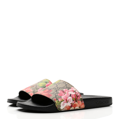 Gucci GG Supreme Monogram Blooms Slide Sandals 37 Beige Multicolor 4 of 8