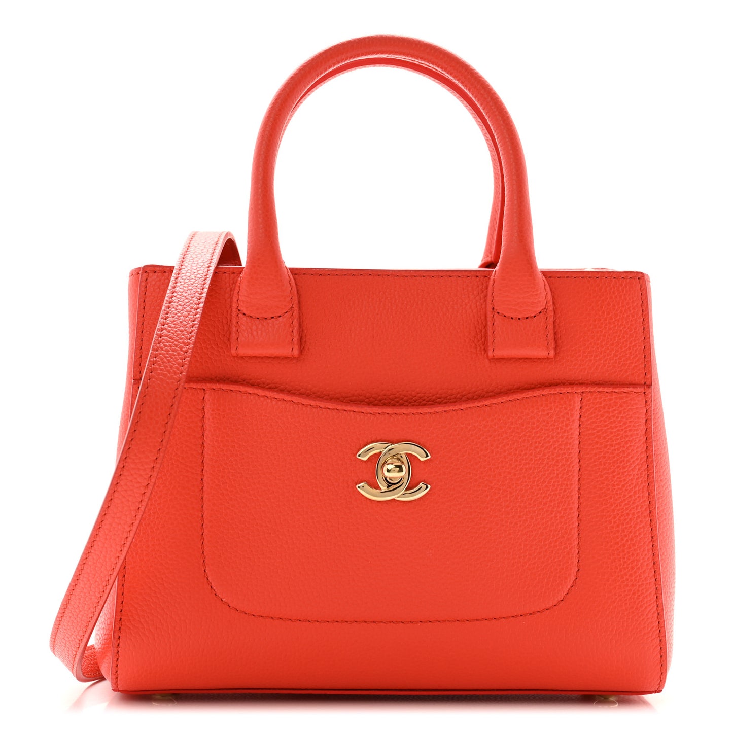 Grained Calfskin Mini Neo Executive Shopper Tote Red