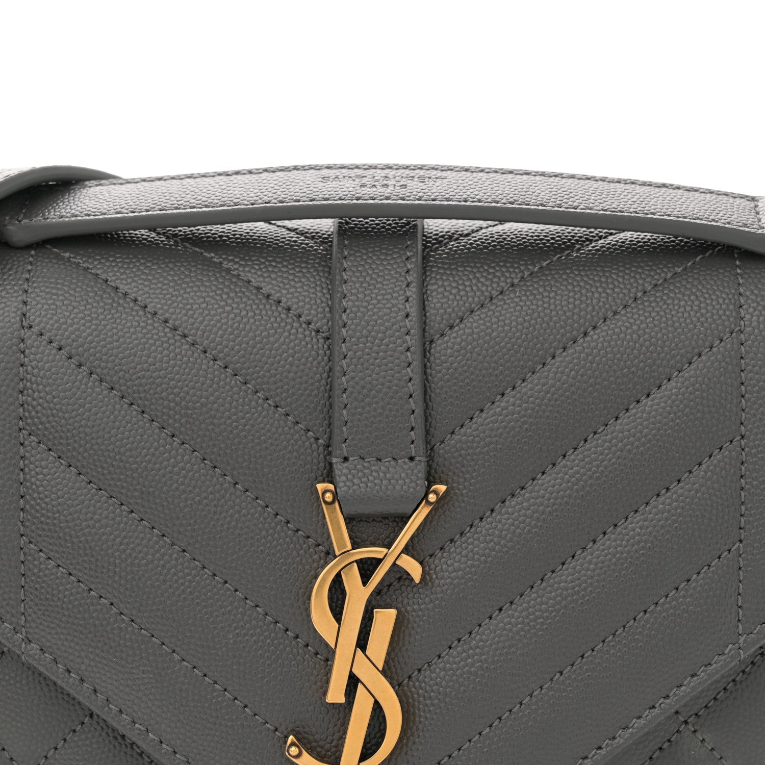 Saint Laurent Grain De Poudre Textured Mixed Matelasse Medium Triquilt Monogram Satchel Storm 8 of 10