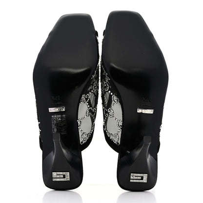 Gucci Tela Retino Kid Scamosciato Crystal GG Monogram Square G 95mm Slide Sandals 37.5 Black 5 of 8