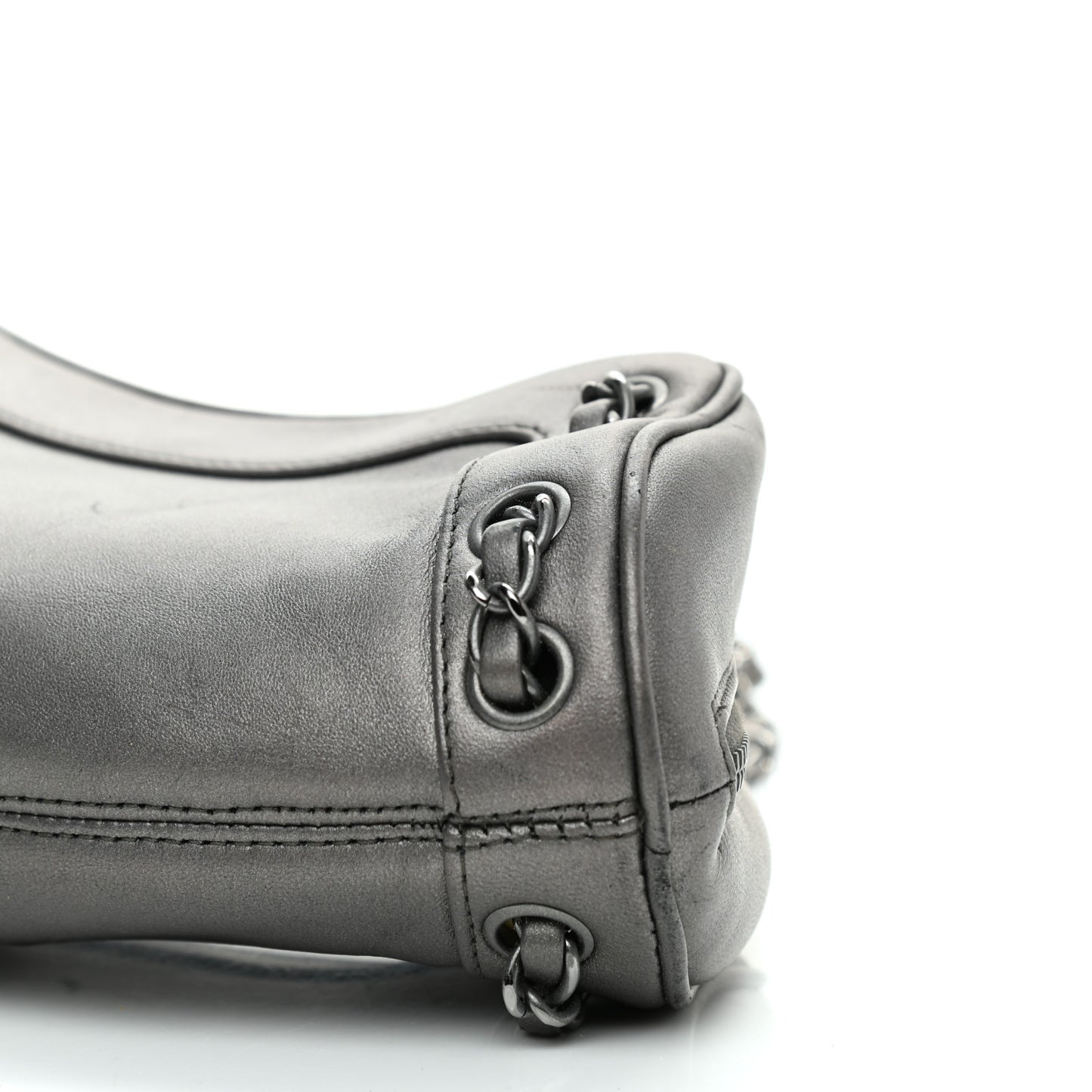 Metallic Lambskin Tassel Shoulder Bag Silver