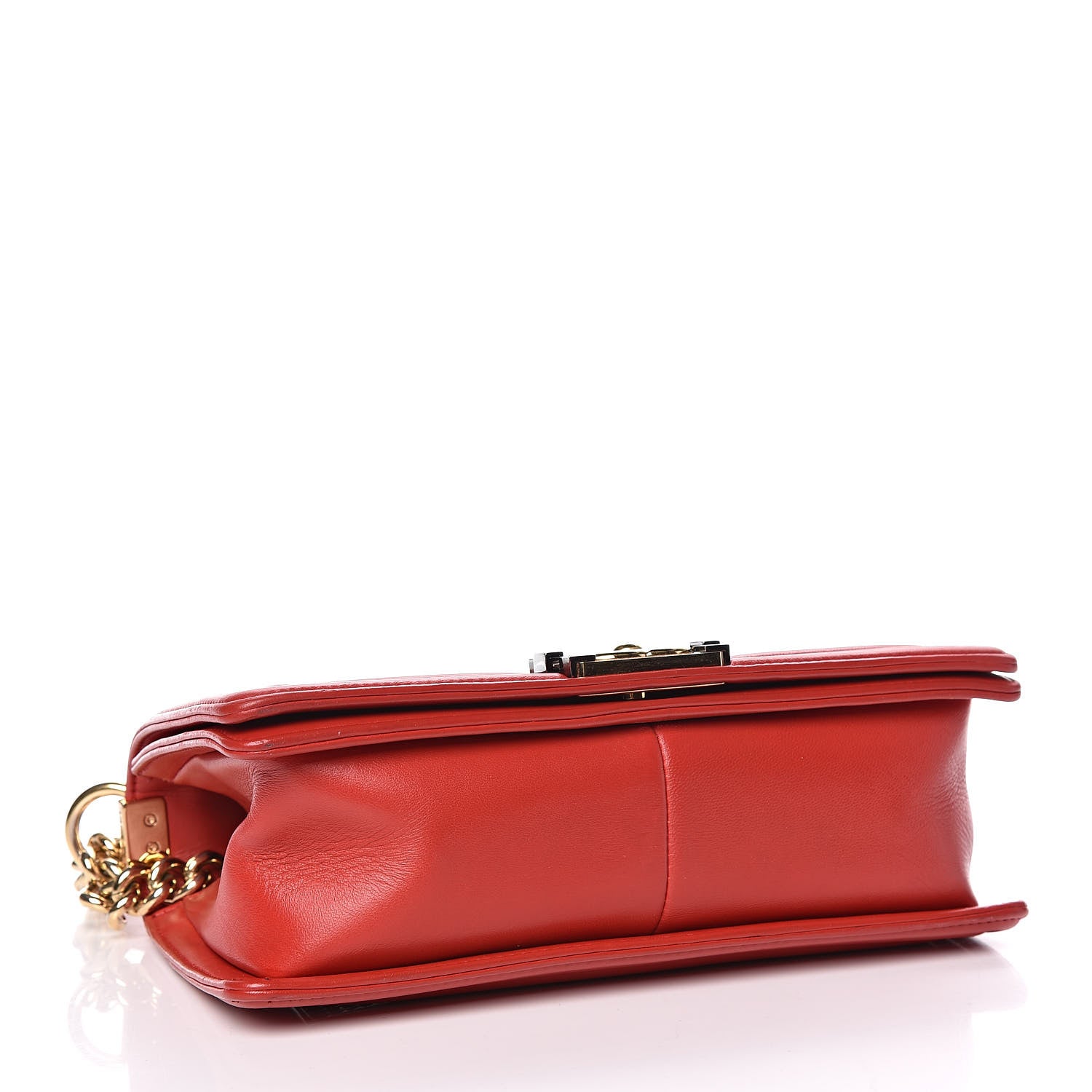 Chanel Lambskin Embossed Medium Boy Cube Flap Red 4 of 17