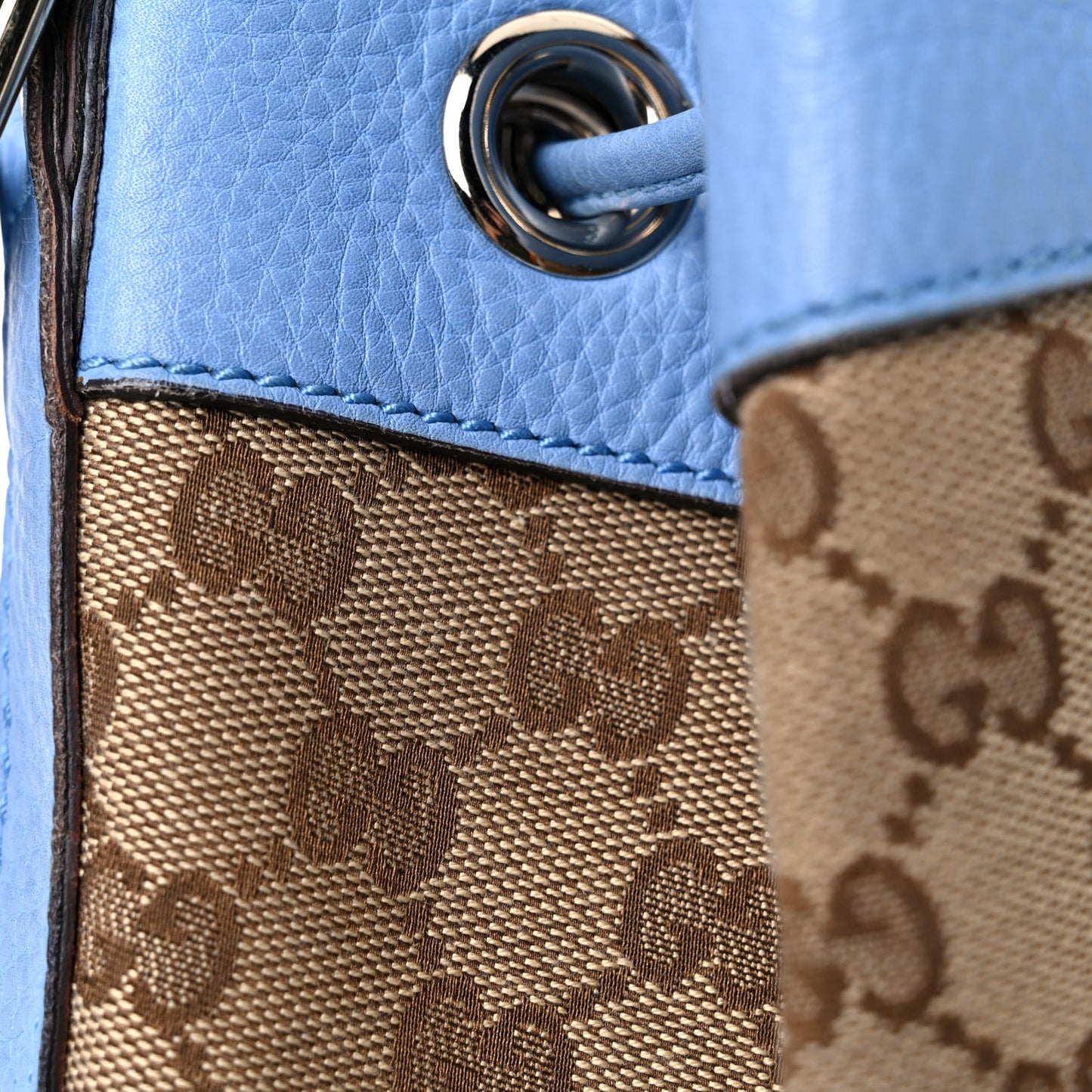GG Monogram Calfskin Bucket Bag Blue