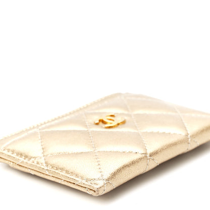 Chanel Metallic Lambskin Quilted CC Card Holder Gold 11 of 13
