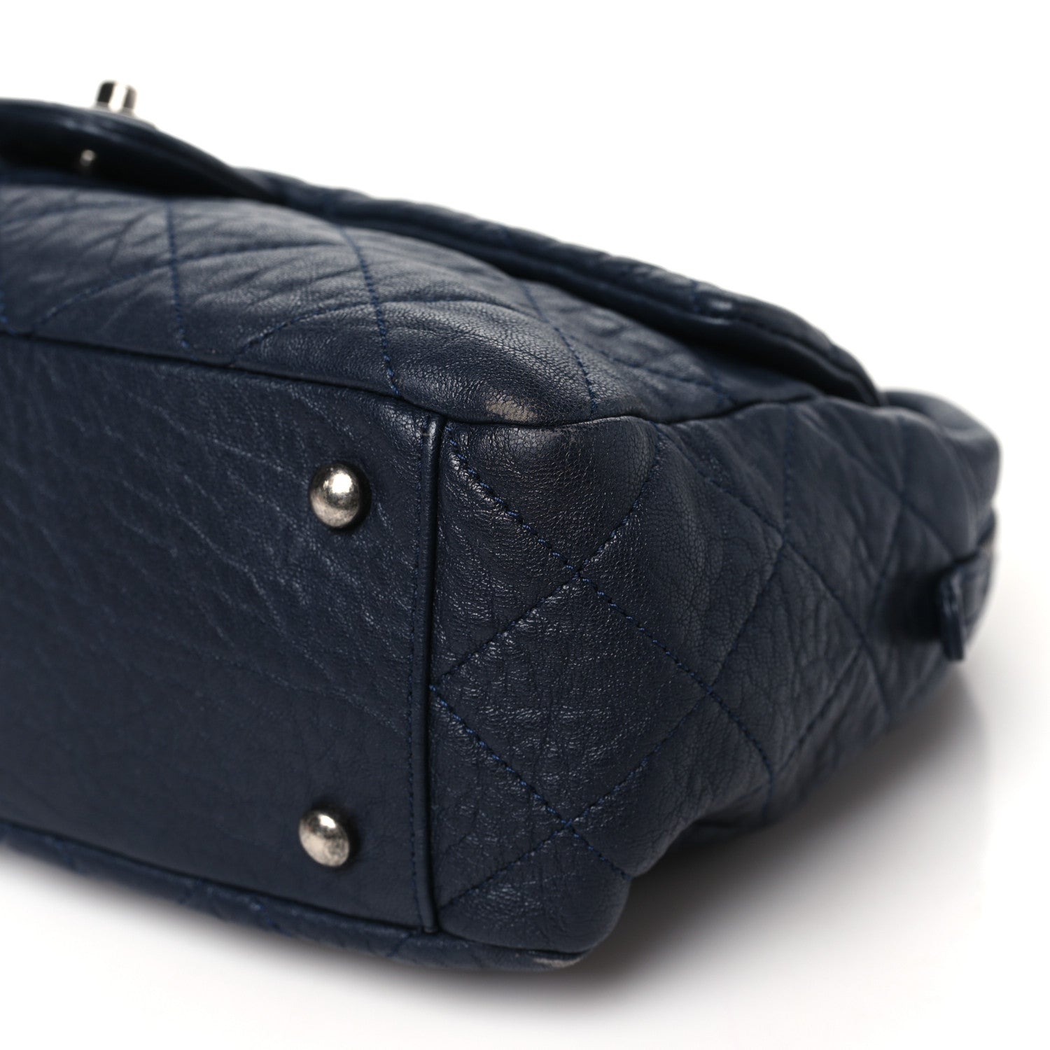 Chanel Sheepskin Quilted Medium Trapezio Camera Case Navy 10 of 10