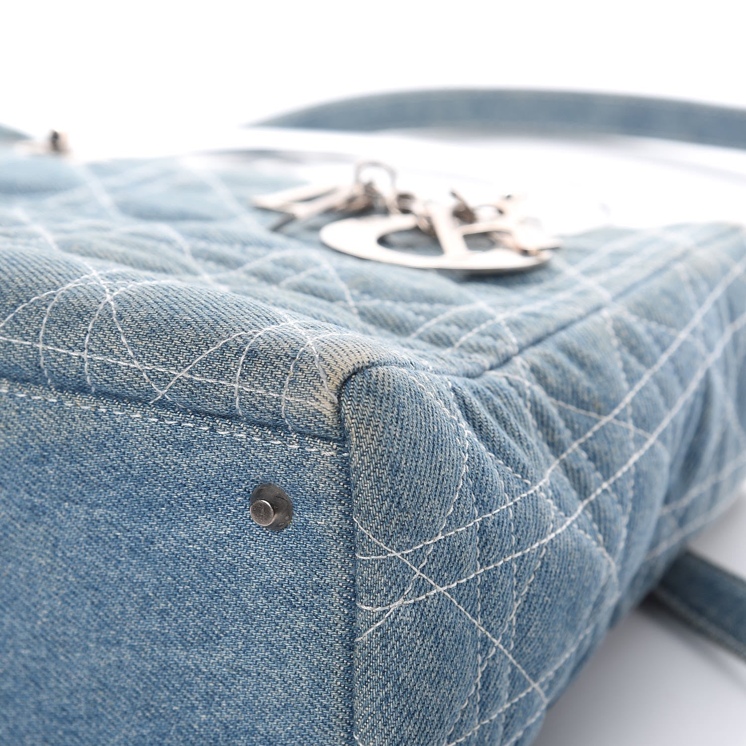 Christian Dior Denim Cannage Medium Lady Dior Blue 9 of 13