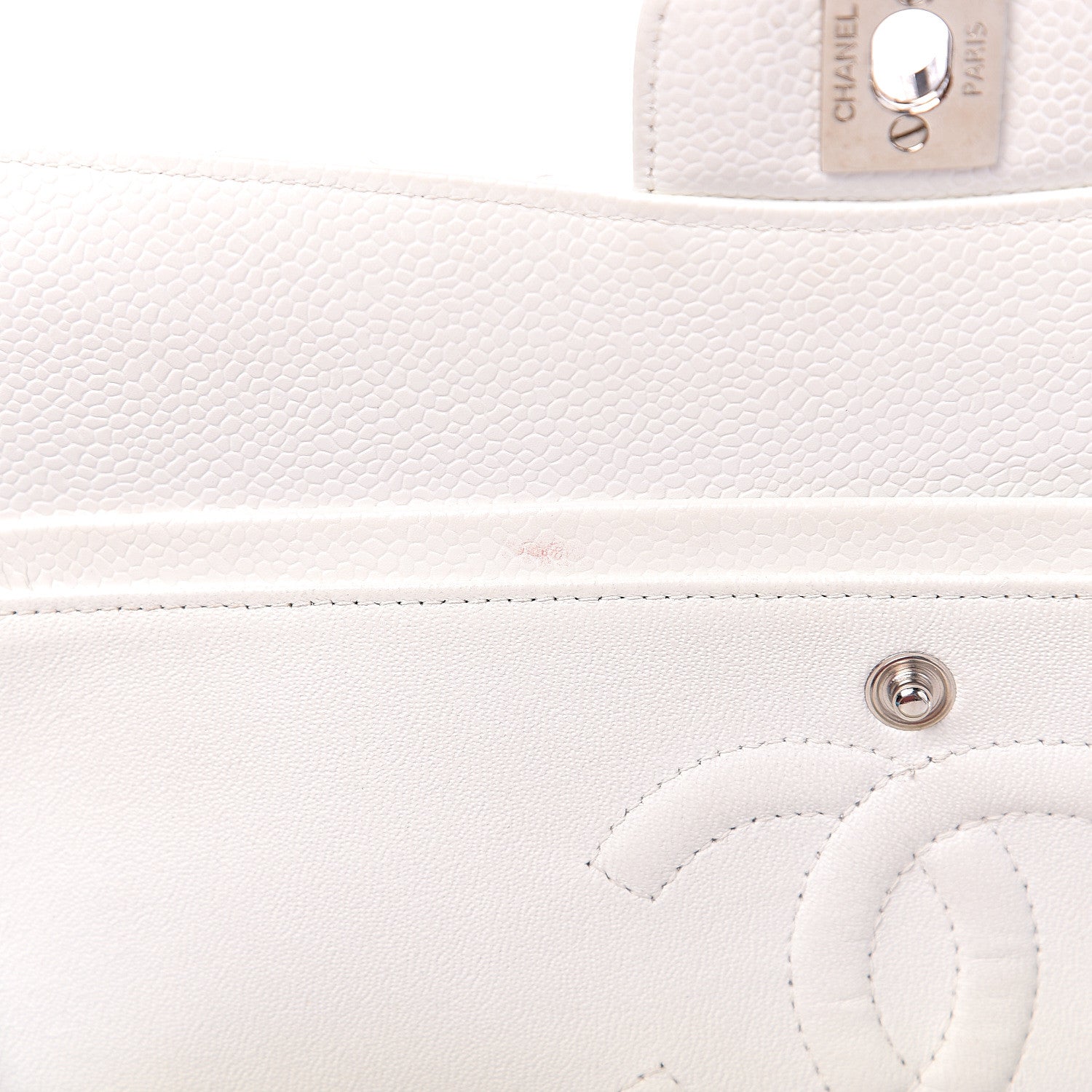 Chanel Caviar Quilted Medium Double Flap White 7 of 16