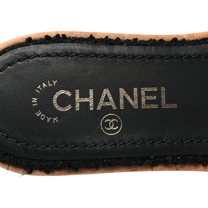 Chanel Tweed Cork CC Chain Mule Sandal 37 Black 9 of 9