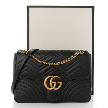 Gucci Calfskin Matelasse Large GG Marmont Shoulder Bag Black 12 of 12