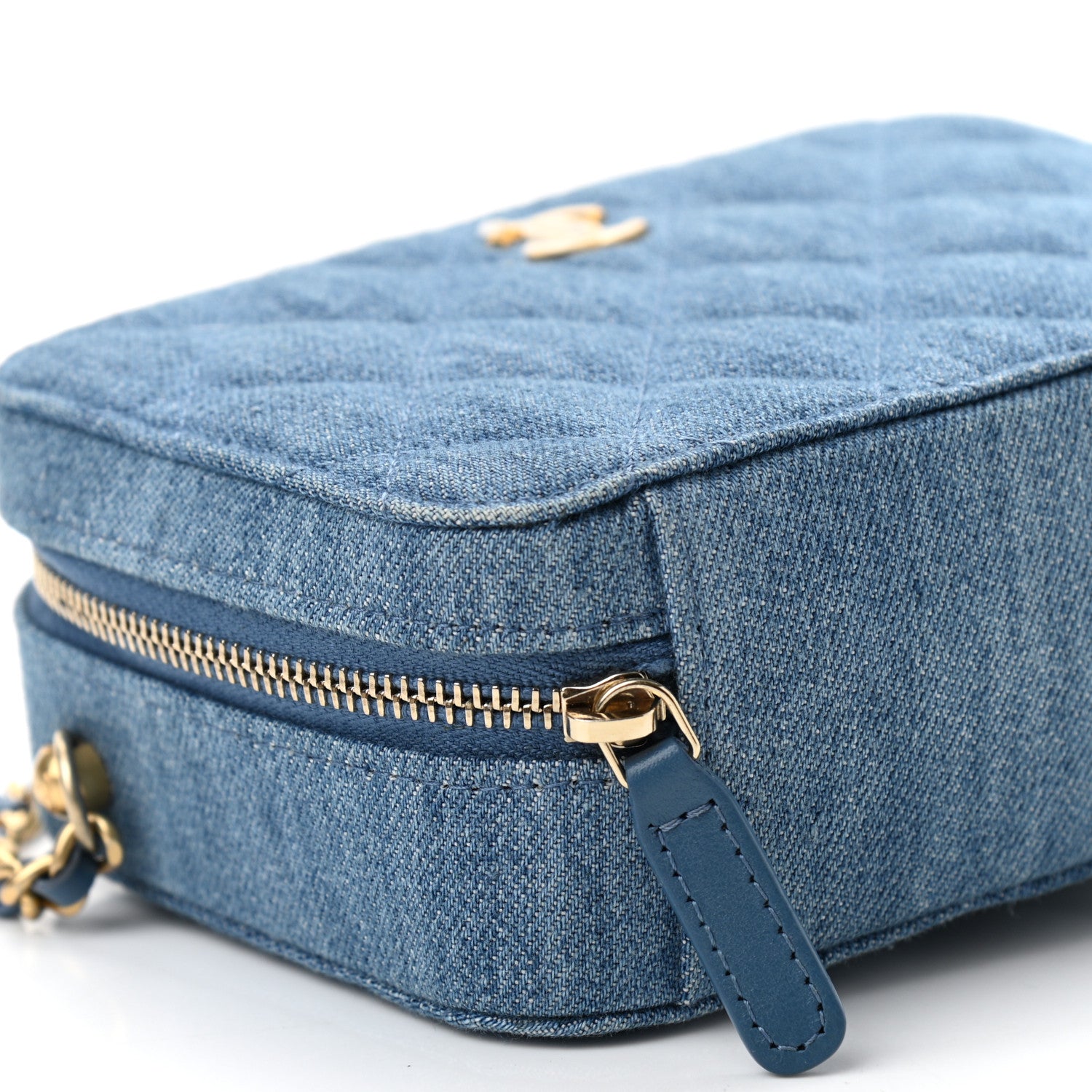 Chanel Denim Quilted CC Pearl Crush Camera Case Blue 9 of 11