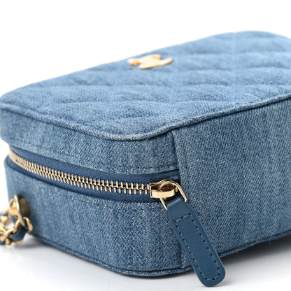 Chanel Denim Quilted CC Pearl Crush Camera Case Blue 9 of 11